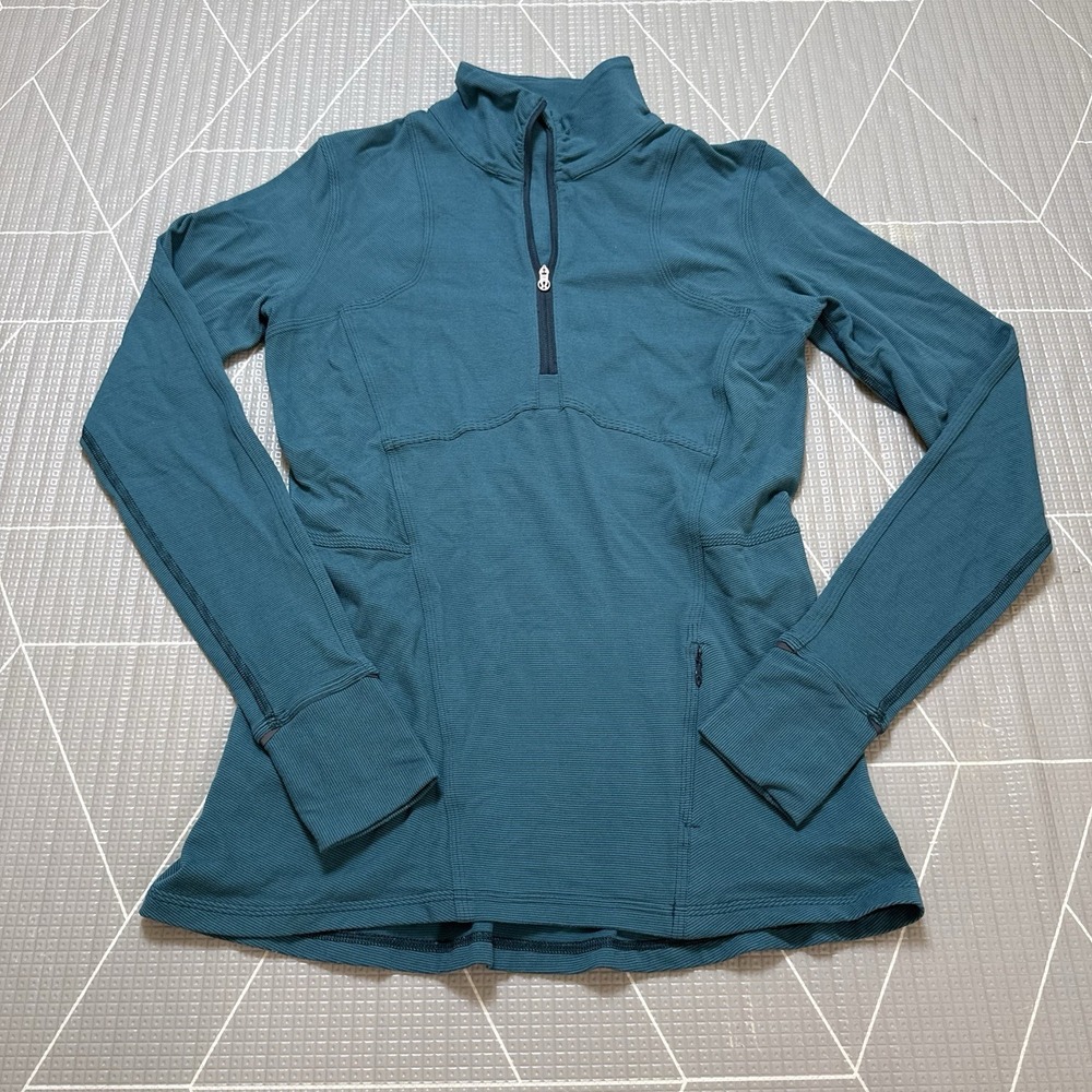 Lululemon Kanto Catch Me 1/2 Zip 8 Teal Green Thumbholes Cold Training Running
